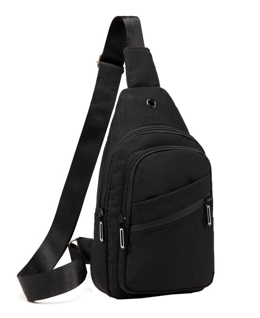 AOSTIHOT Small Sling Backpack Crossbody Sling Bag for Women, Casual Chest Daypack Cross Body for Travel Running Hiking Black White