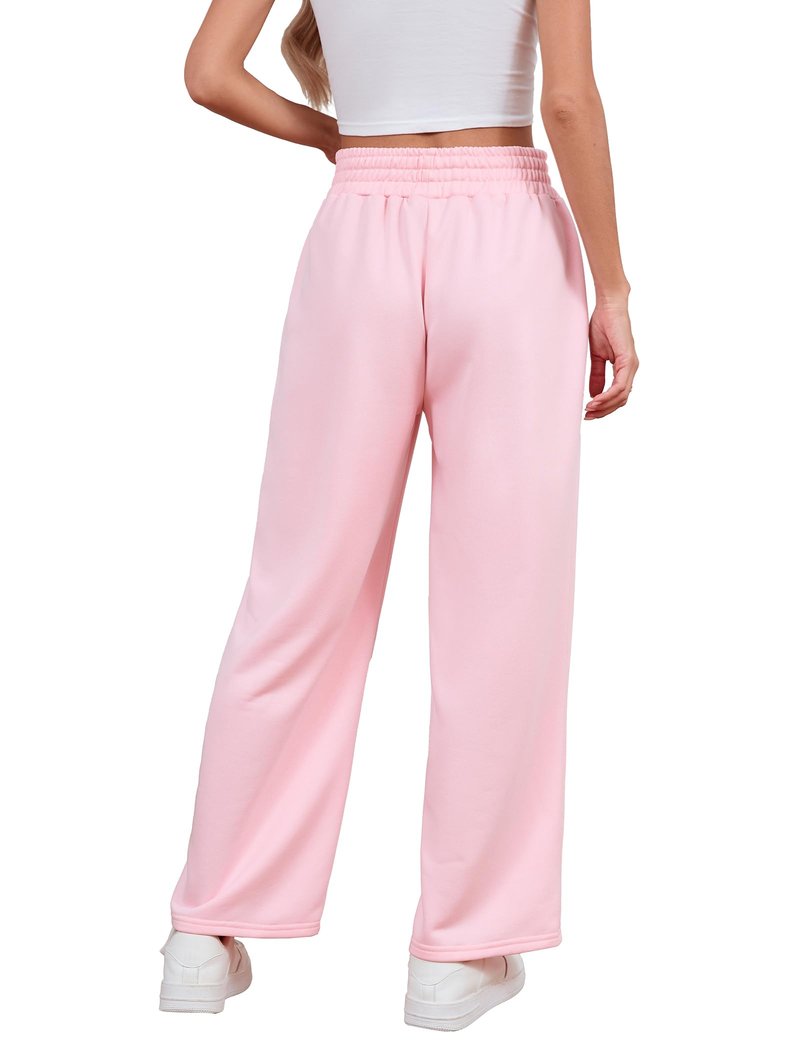 Yiyilina Wide Leg Sweatpants Women Baggy Lounge Sweat Pants with Pockets Casual High Waist Drawstring Work Athletic Joggers 2025 Fall(Pink,M)