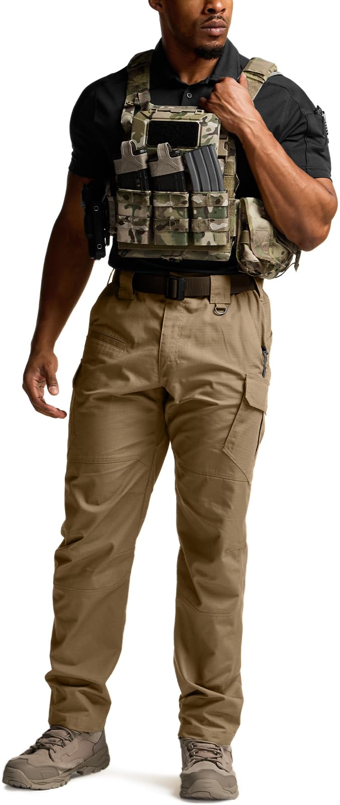 CQR Men's Tactical Pants, Water Resistant Ripstop Cargo Pants, Lightweight EDC Work Hiking Pants, Outdoor Apparel, Raider Mag Pocket Cougar, 38W x 32L