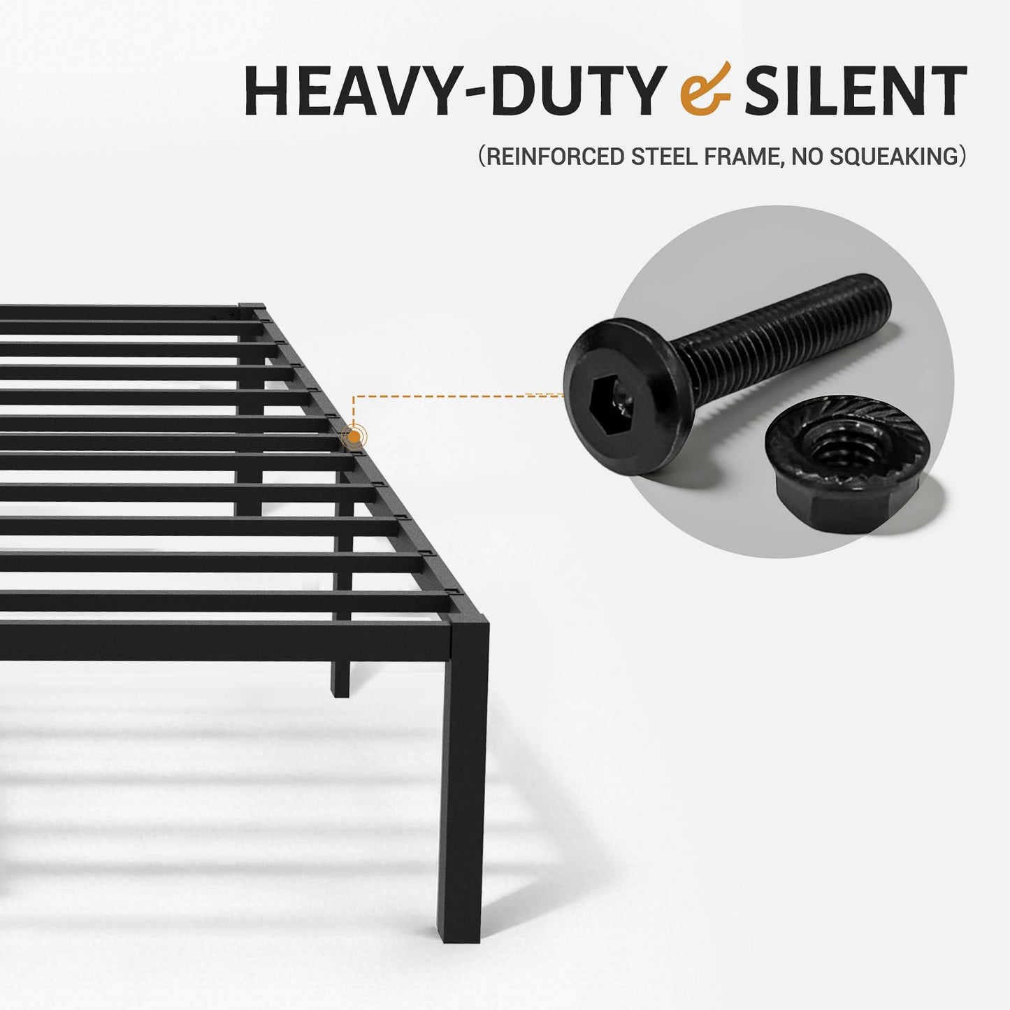UNIPEAK Queen Bed Frame with Underbed Storage Space, Metal Heavy Duty Platform Mattress Foundation, Easy Assembly, No Box Spring Needed, Black, 14 Inch Height