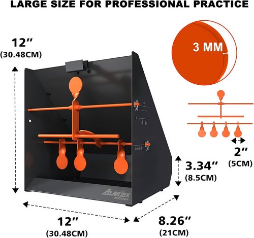 Center Shot Pellet Gun Target Trap - 12 Paper Targets & 4 Resetting Metal Targets for Airgun & Rifle Practice