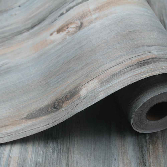 auxua Wood Grain Peel and Stick Floor Tiles – 11.8” Width, Full Roll Length of 118" – Versatile Design for Any Space, Sunwashed Blue Self Adhesive Vinyl Flooring, Waterproof and Non-Slip Features
