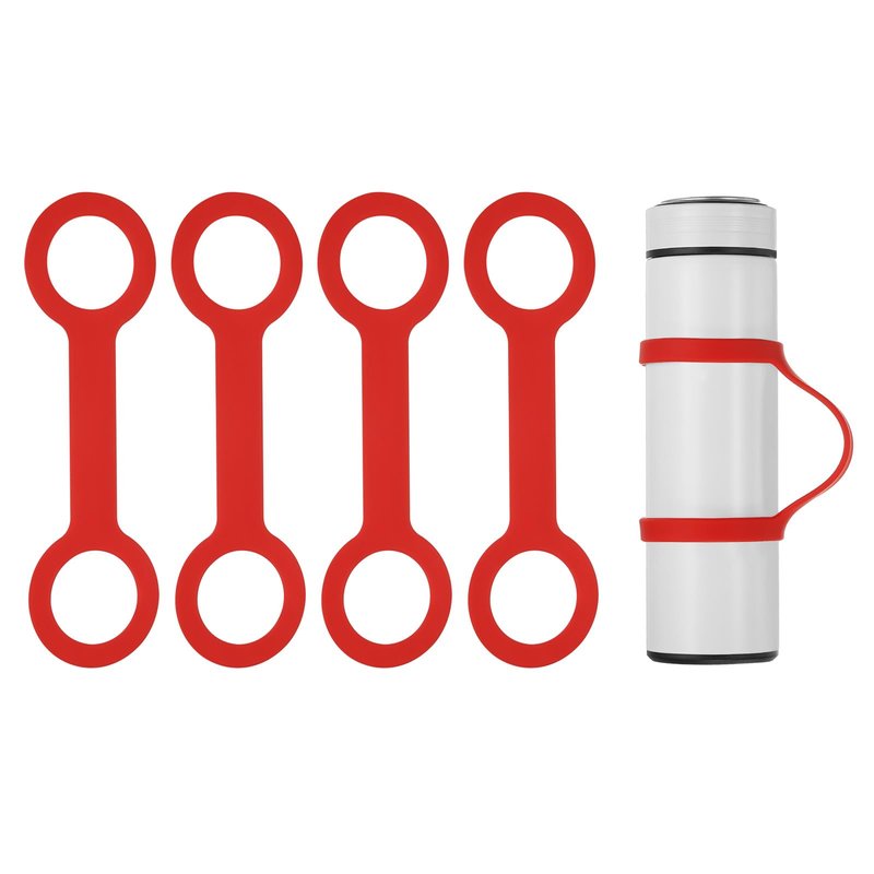 PATIKIL Water Bottle Carrier Grip, 4 Pcs Portable Soft Silicone Non-Slip Water Handle Grip Water Bottle Holder Strap for Outdoor Running Bike Gym Jogging Carrying, Red