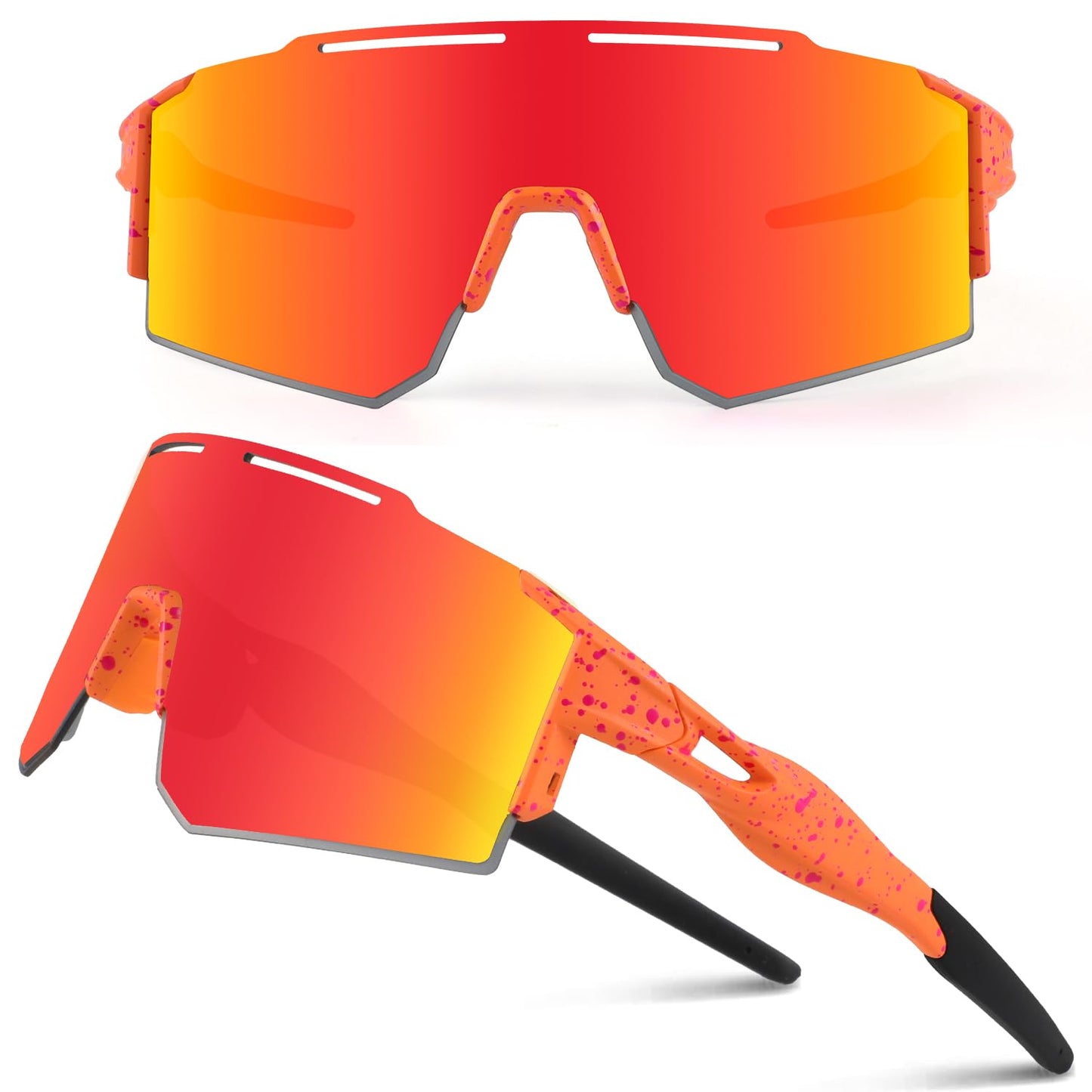 Ukoly Cycling Sunglasses for Men Women with Interchangeable nosepad, Polarized Sports Sunglasses, Baseball Sun glasses 550A LO