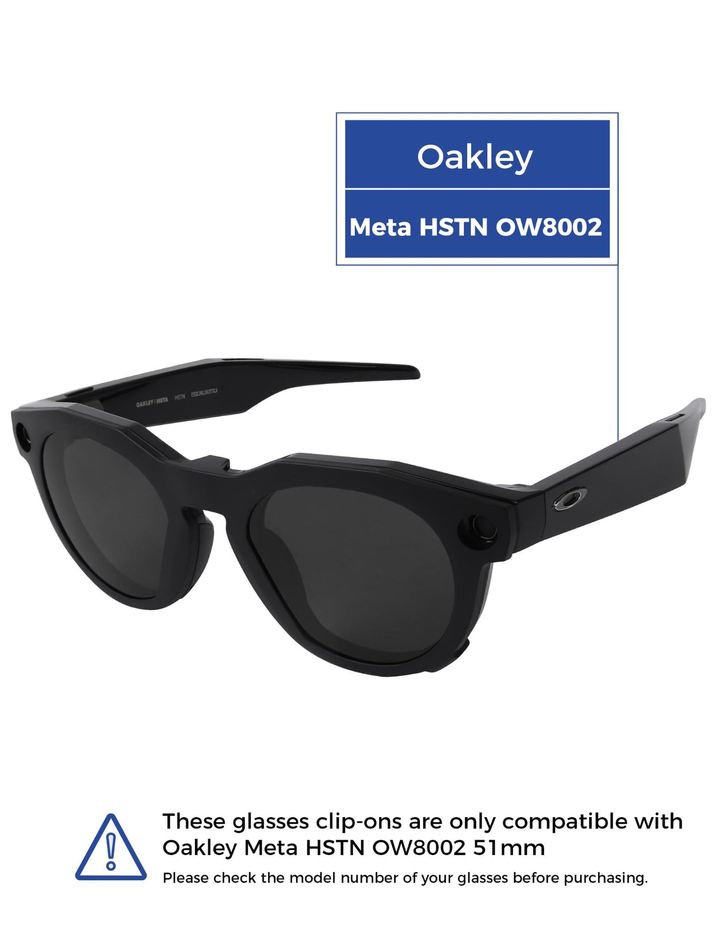 HILEEN Polarized External Mount Clip-on Sunglasses for Oakley Meta HSTN OW8002 51mm for Men Women UV Protection-Black