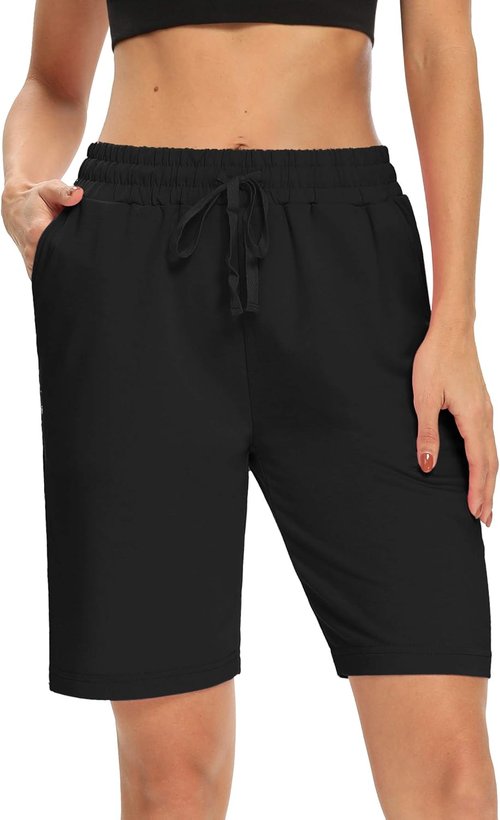 DIBAOLONG Women's Yoga Shorts - Comfy Loose Fit Bermuda Style with 3 Pockets | Perfect for Lounge