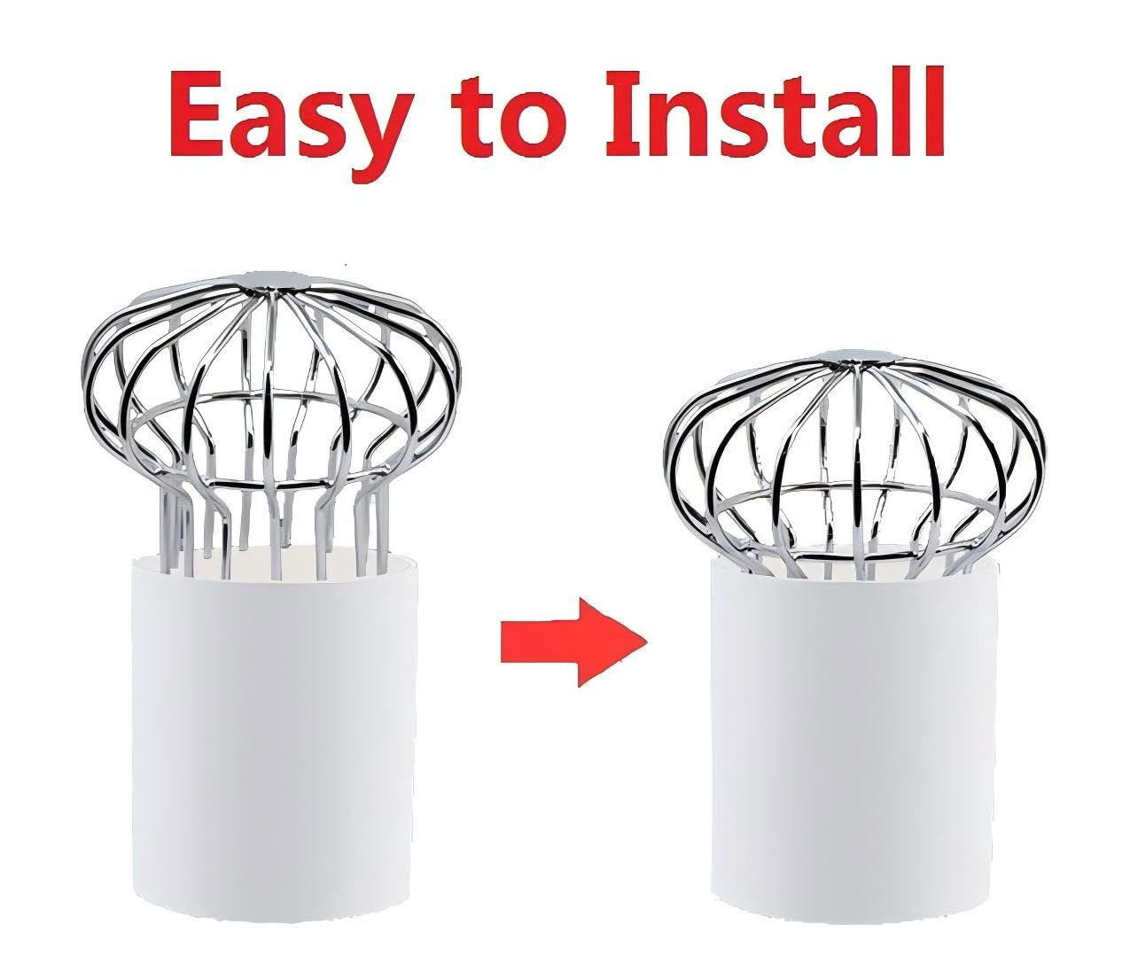 304 Stainless Steel Gutter Guard, Filter Strainer Fits for Round Downspout, Anti-Blocking Line Cap Drain Cover, Fits 3 Inch Tube