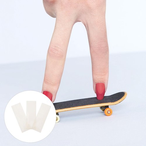 balacoo 3 Sheets Self Adhesive Grip Tape for Fingerboards Transparent Skid Pads with Strong Adhesive Backing Flexible and Elastic Replacement Stickers for Mini Skateboard Decks