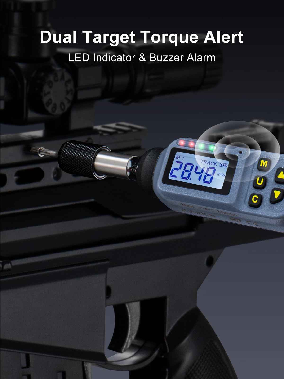 GROWNEER Digital Torque Screwdriver, 2.66-53.1 In-lbs/0.3-6 Nm, 1/4'' Drive Inch Pound Torque Screwdriver Electrician with Buzzer & LED Indicator, 27 In 1 Torque Wrench Screwdriver Set