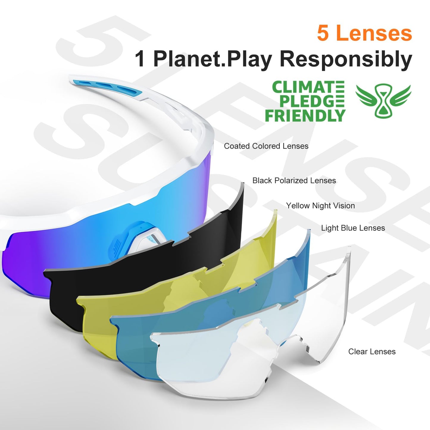 HAAYOT Polarized Sports Sunglasses for Men Women Youth Baseball Cycling Running Softball Biking Glasses 5 Lenses Army Green Gold
