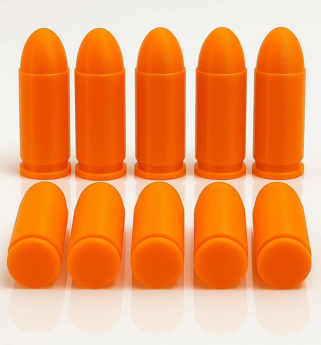TechStudio3D .45 ACP Snap Caps – Inert Dummy Rounds for Dry Fire Training – Durable & Reusable – High Visibility – 5/10/20 Pack (10 Pack)