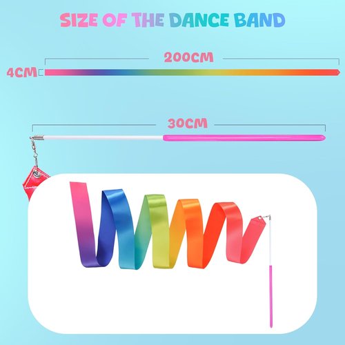 Gymnastics Ribbon 2 Pack - Colorful Dance Bands with Sticks for Kids | Vibrant Rainbow Streamers for Parties & Play
