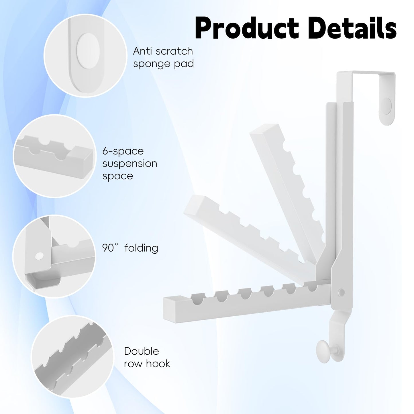 2 Packs Over The Door Clothes Hanger, Foldable Heavy Duty Small Drying Rack Clothing, Space Saving Over Door Hanger Collapsible Coat Towel Racks for Laundry Bathroom Travel Storage (2Pack, White)