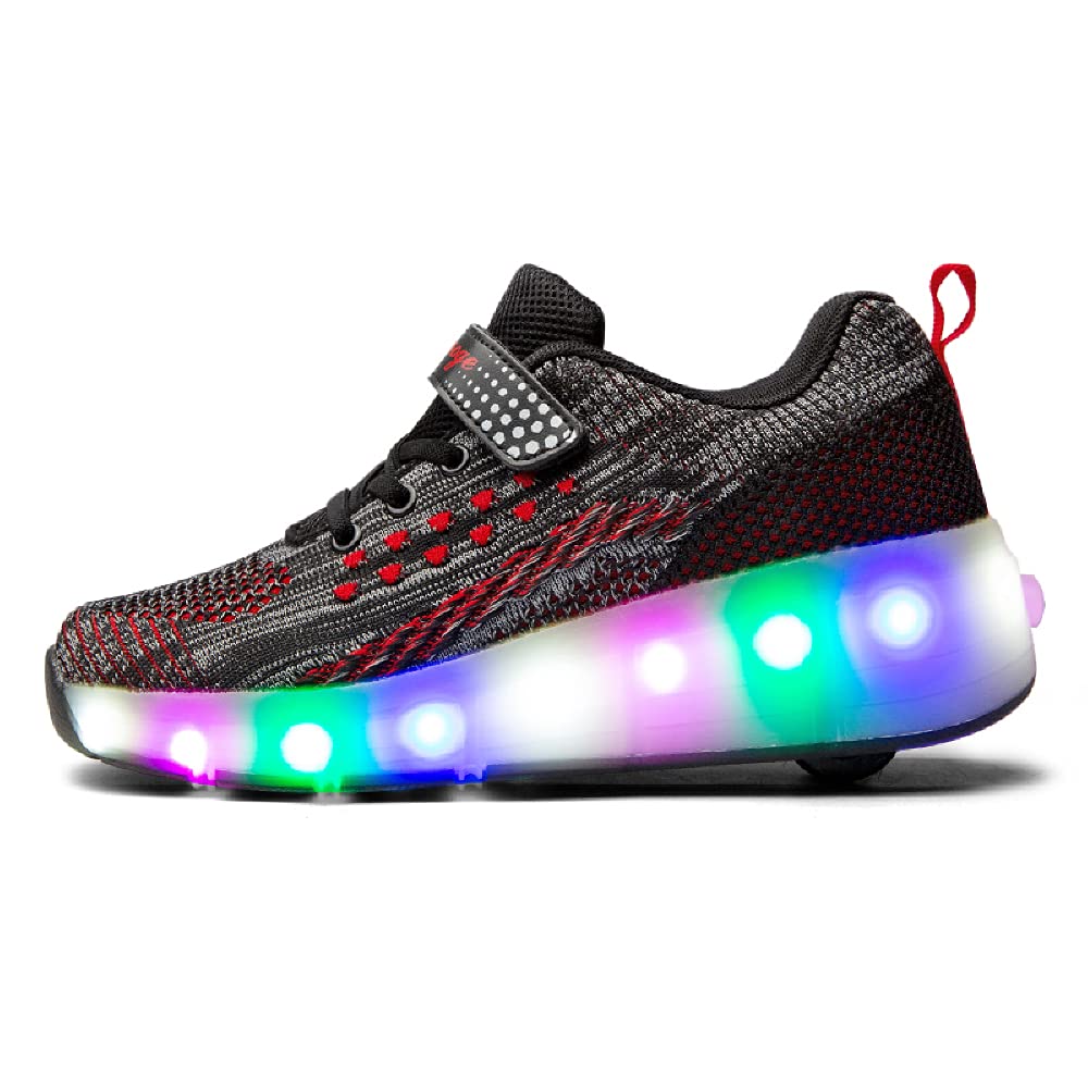 SDSPEED 7 Colors LED Rechargeable Kids Roller Skate Shoes with Single Wheel Shoes Sport Sneaker