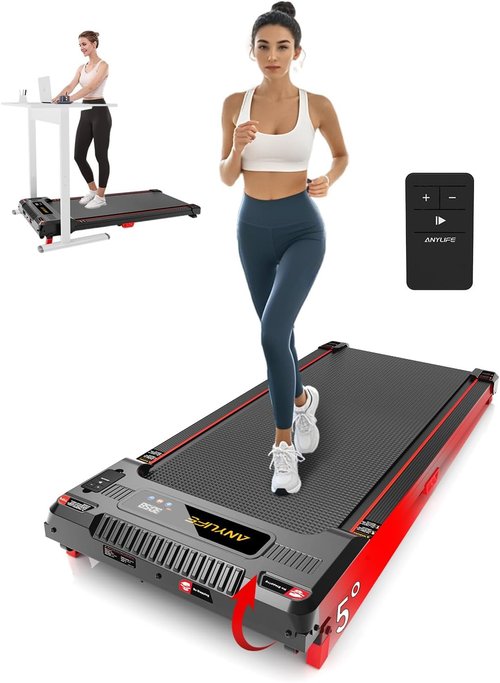 Anylife Walking Pad Treadmill - Portable Under Desk Incline Design | 330lb Capacity, LED Display, Remote Control