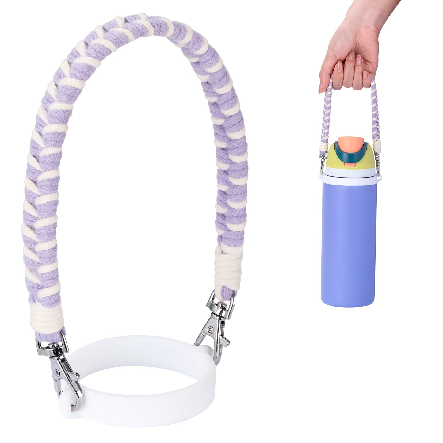 Soledea Water Bottle Handle Strap Compatible with Owala & Stanley Cups, Hand-Woven Lanyards Silicone Water Bottle Sling, Carrier, Holder with Strap