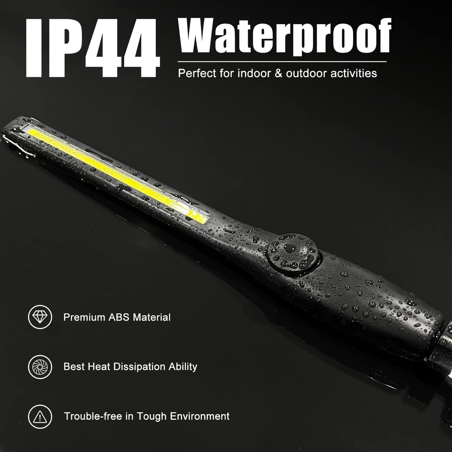 XTAUTO LED Work Light - 600LM Rechargeable COB Inspection Lamp with Magnetic Base & Hook - Portable for Garage & Camping