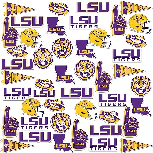 Lsu Tigers Waterproof Vinyl Sticker Pack - 50 Official Decals for Laptops, Water Bottles & More (Variation: THIS listing: Lsu)