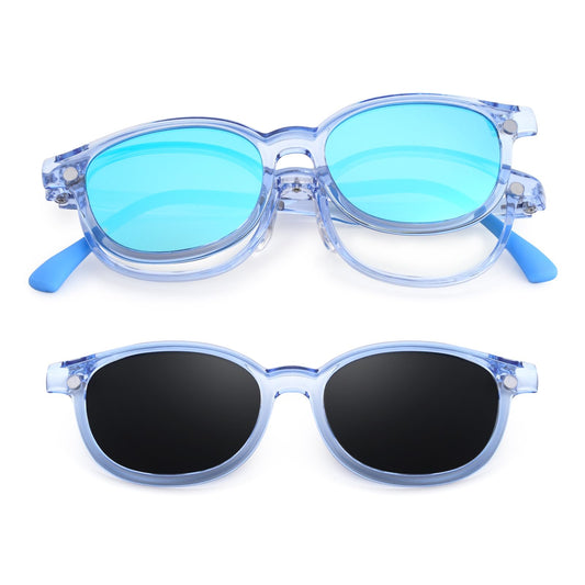 EYEBUDDY Kids Sunglasses for Boys Girls, Toddler Polarized Sunglasses for Age 3-12, Clip-on UV Protection Children Sun Glasses