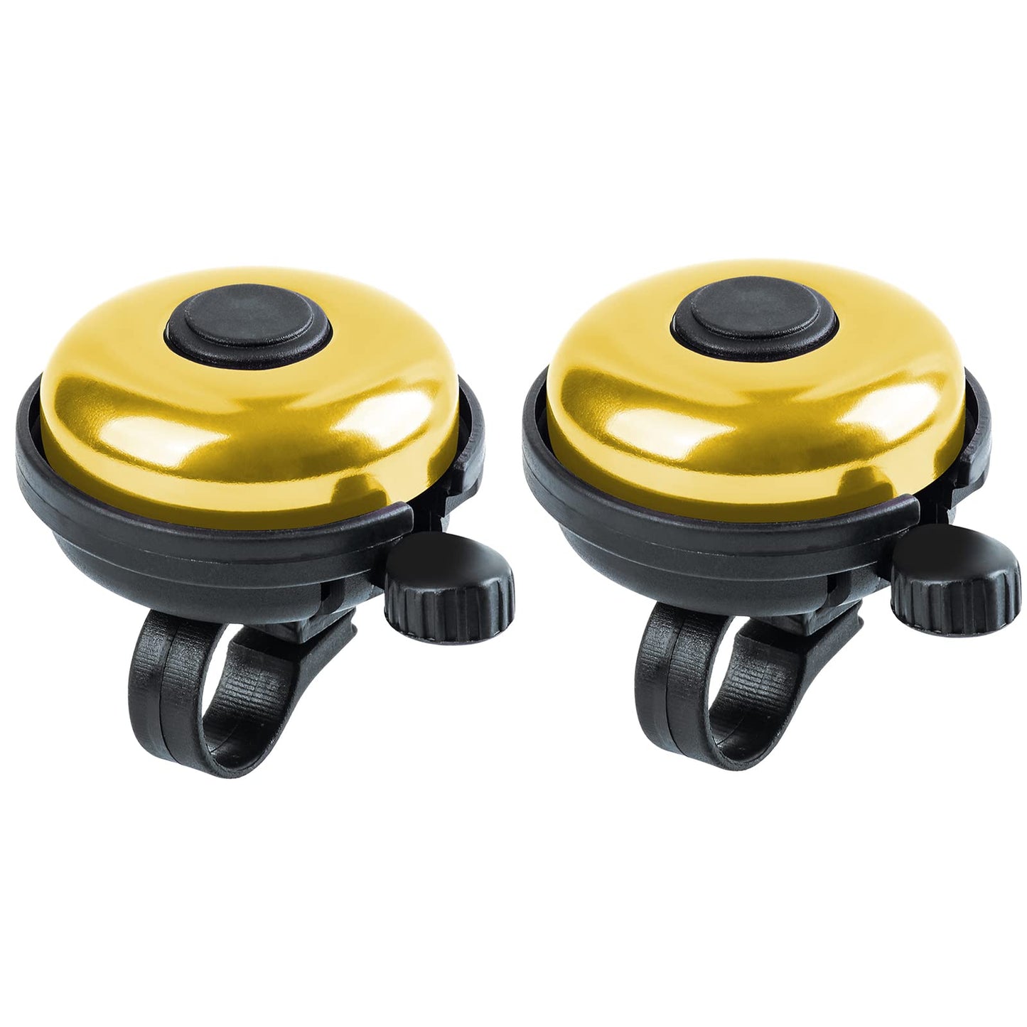 Xthuge Classic Bike Bell, Aluminum Bicycle Bell, Loud Crisp Clear Sound Bicycle Bike Bell for Adults Kids(Gold-Right Hand Use2 Pack)