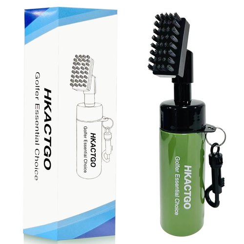 HKACTGO Golf Club Cleaner Brush with Spray Bottle, Holds 5 oz Water Portable Golf Cleaning Tool Gadgets and Groove Cleaner Kits That,Greener