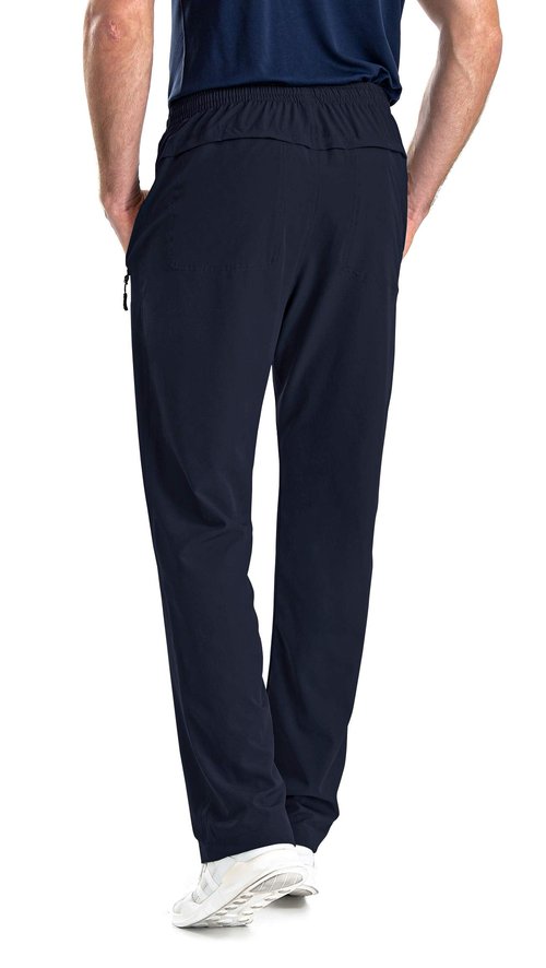 clothin Mens Workout Athletic Pants Elastic-Waist Drawstring Pants for Sport Exercise Travel,Quick-Dry,Stretchy,Navy/Navy,XL(37-41W x 30L)