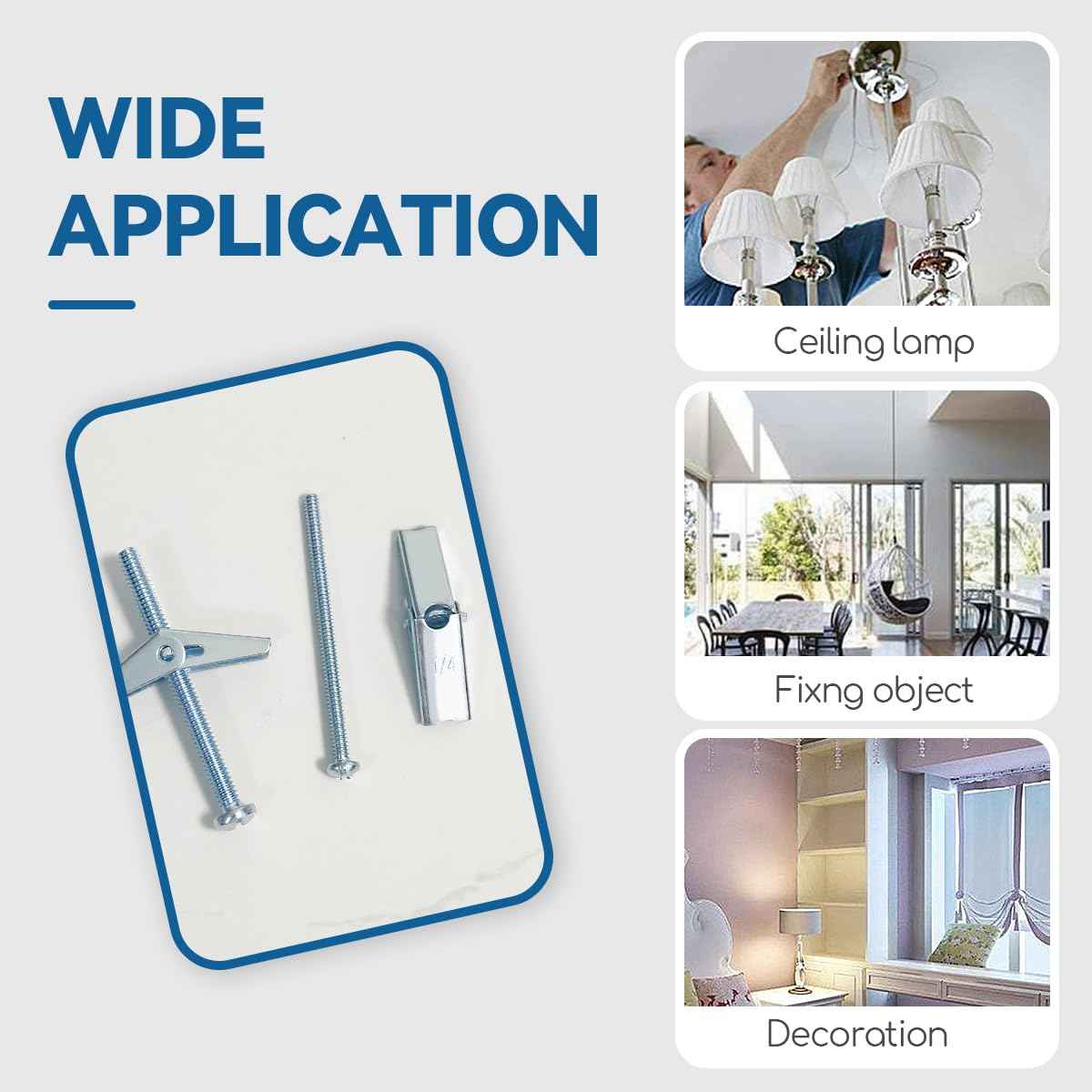 1/4X3-Inch Toggle Bolt and Wing Nut for Hanging Heavy Items on Drywall (60 Pack)