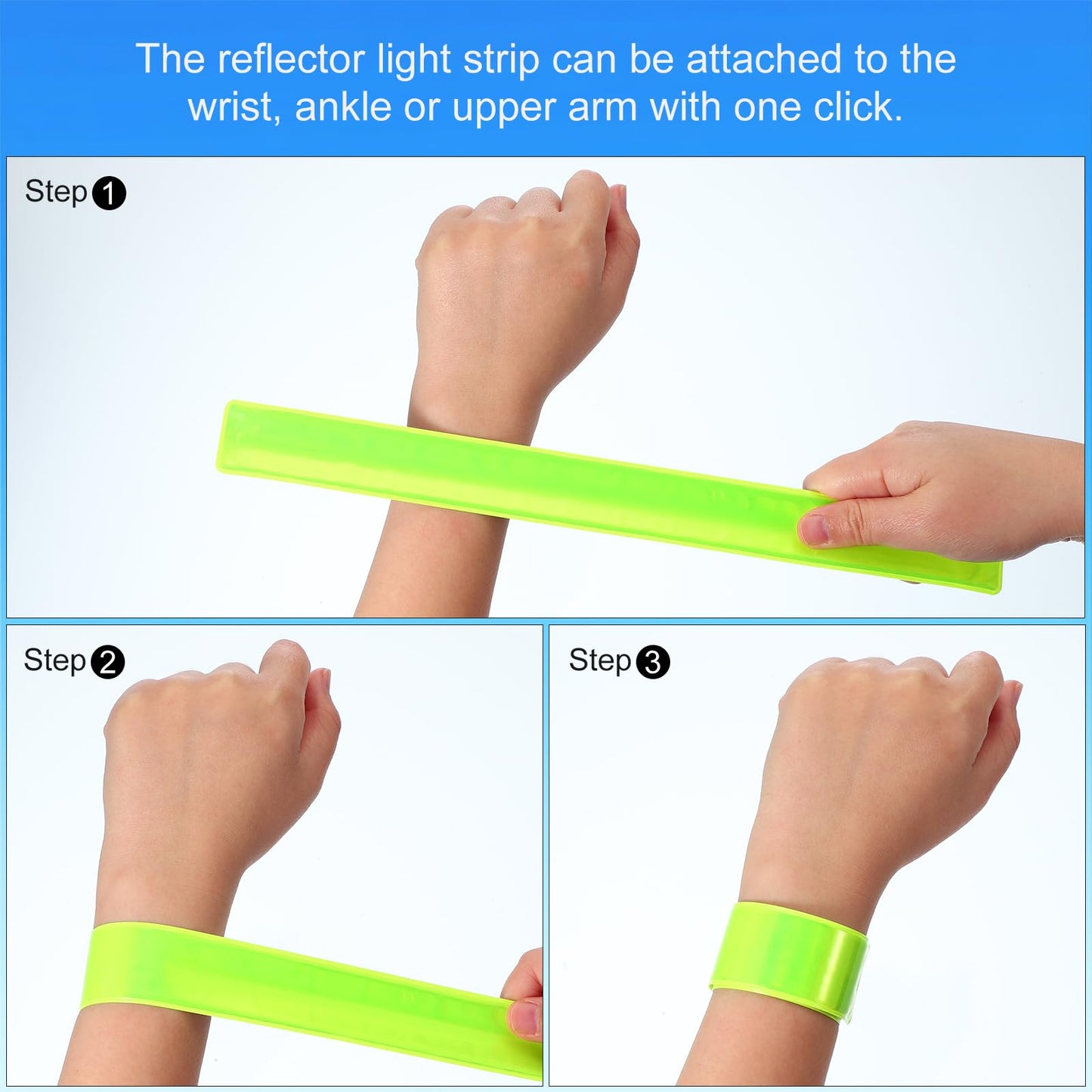 PATIKIL Reflective Slap Bands, 12 Pcs Reflector Band Snap Bracelet Armbands High Visibility Safety Reflectors Wrist Strap Strips for Night Jogging Cycling Running Hiking, Gold