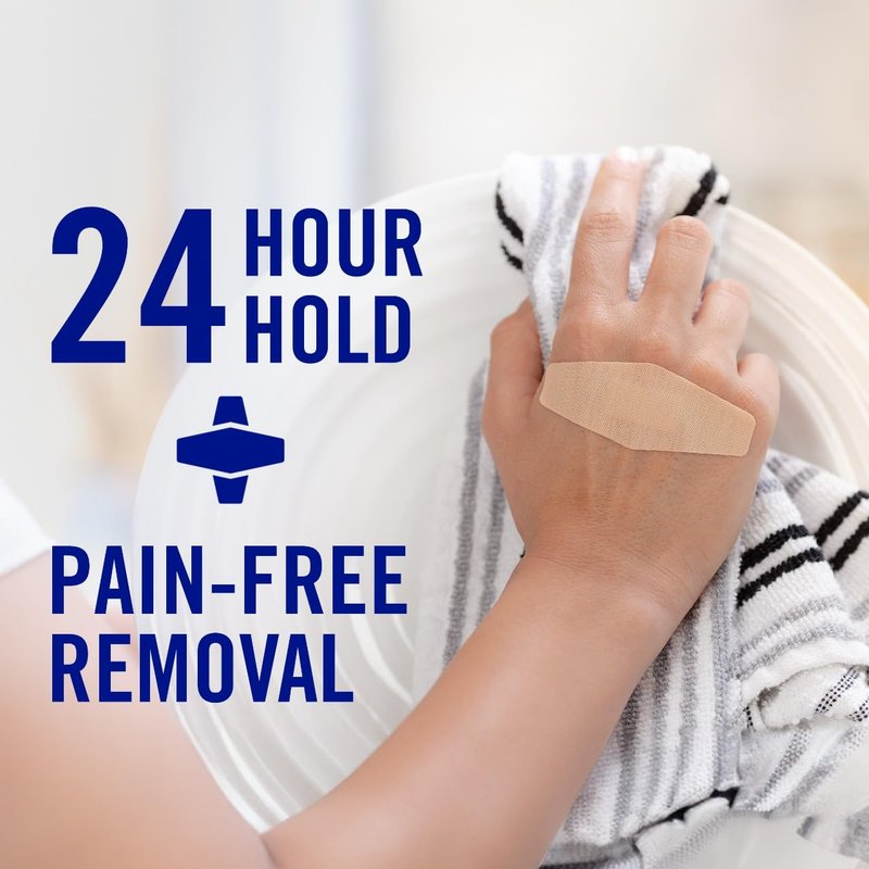 Nexcare Duo Bandages, Painless Removal, Strong Adhesive Bandages Stay on for 24 Hours, Flexible Fabric Construction - 100 Pack Assorted Sizes