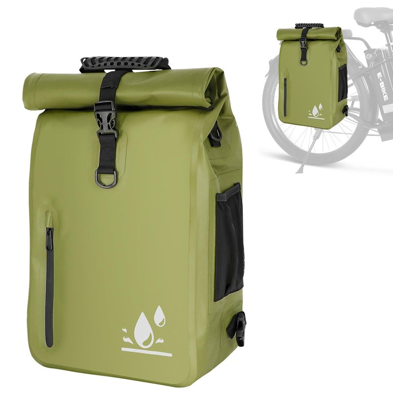 YEEGO DIRECT Bike Panniers, 29L Large Capacity Waterproof bike bags, Bike Rack Bag Bike Saddle Bags For Rear Rack Bicycles Commuter Backpack - Green (1 PCS)