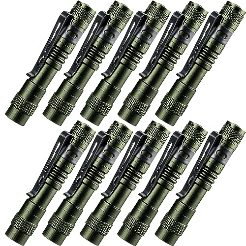 Beieverluck 10 Pack Small Mini Flashlights, Pocket Flashlight Penlight with Clip, Tactical Pen Light for Camping Outdoor Emergency Inspection Fathers Gifts for Dad Husband
