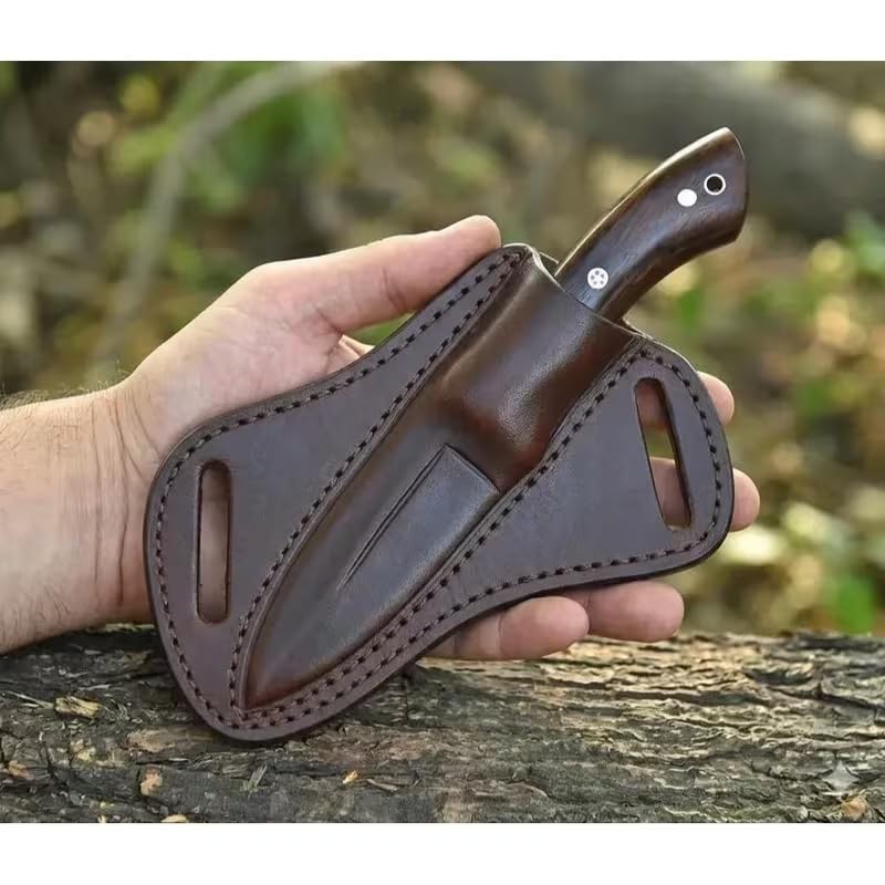 FH Traders Rose Wood Fixed Blade Hunting Tracker Knife with Leather Sheath