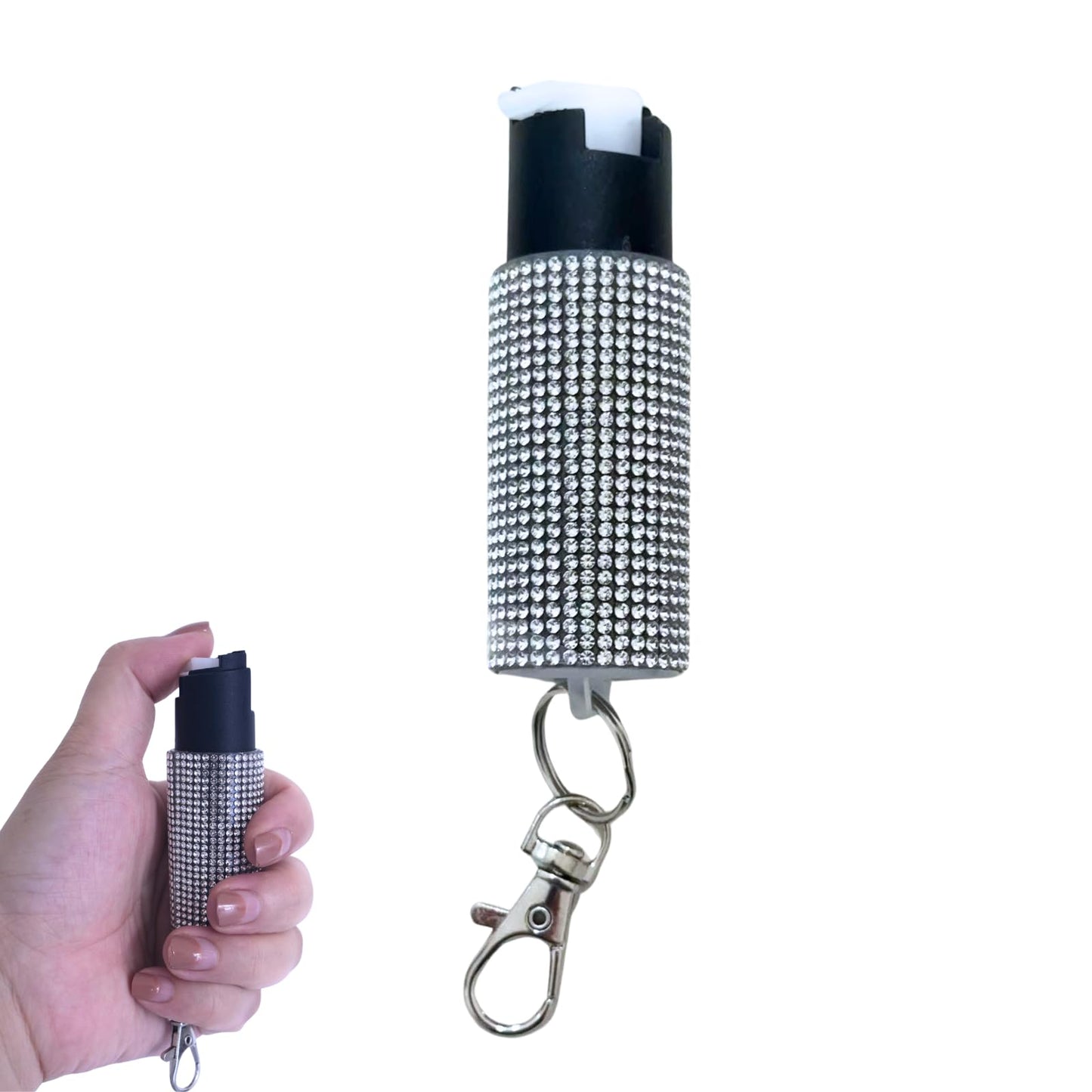 Cute Mini Bling Pepper Spray Keychain for Women - Lightweight, Easy-to-use Safety Twist Top for Quick Release Fashion Keychain Accessory for Personal Protection (Bling Bling)