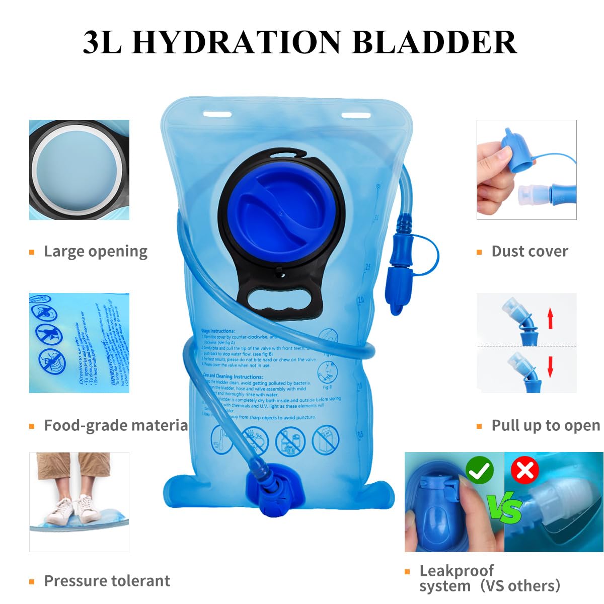 NONSAR Hydration Backpack, Hiking Backpack with 3L Water Bladder, Lightweight Insulation Hydration Pack, Water Backpack for Hiking, Cycling, Running, Festival, Camping for Men Women