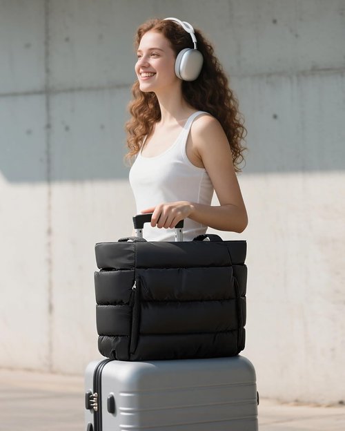 Bagstellar Puffer Tote Bag - Lightweight Quilted Handbag for Women | Ideal for School, Travel & Gym, 15.6" Laptop Compartment