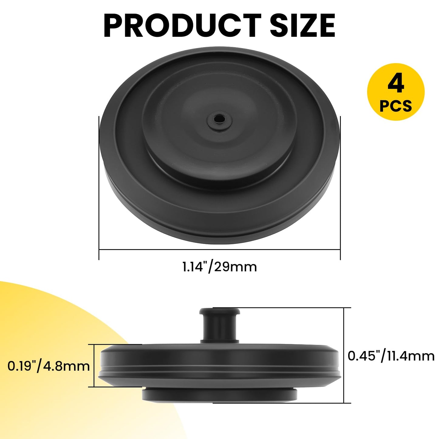HONSNKS 4 Pcs 83143 Toilet Fill Valve Seal Replacement, Universal Rubber Diaphragm for Fluid-master 200, 242, 400 and 747 Models, Easy DIY Fix (Black)