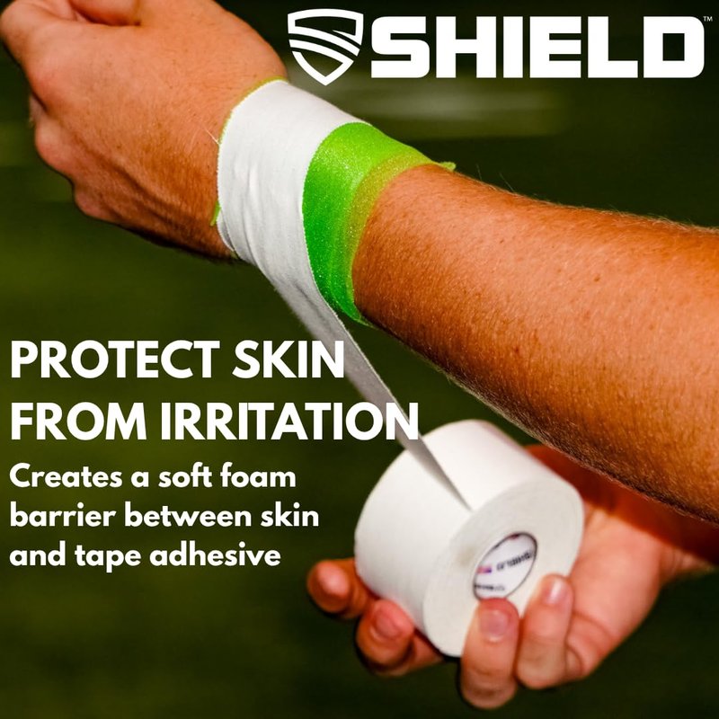 Shield Athletic Underwrap | Bulk Case of 48 Rolls of PreWrap, Hair Tie, Headband, USA Made, Pre-Wrap Athletic Tape, 2.75" X 30 SYards, Foam Barrier, Flexible, Breathable (Black)