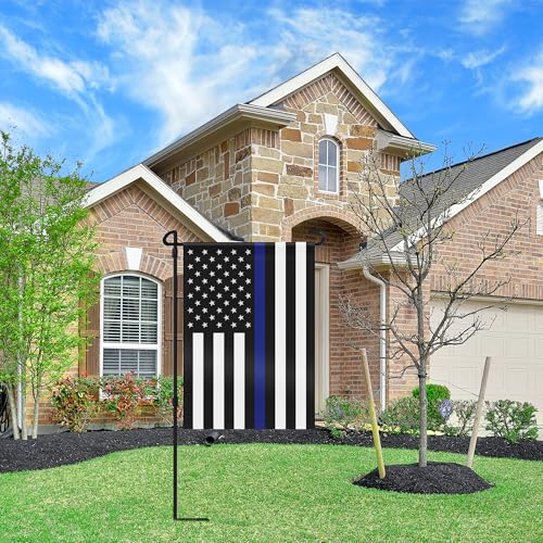 Double Sided Thin Blue Line Police Garden Flag - 12.5 x 18 Inch