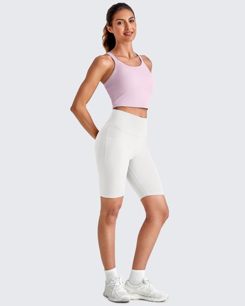 G4Free Longline Sports Bra Halter Workout Cropped Tops for Women Gym Yoga Racerback Athletic Tank Removable Padded (Pink,XL)