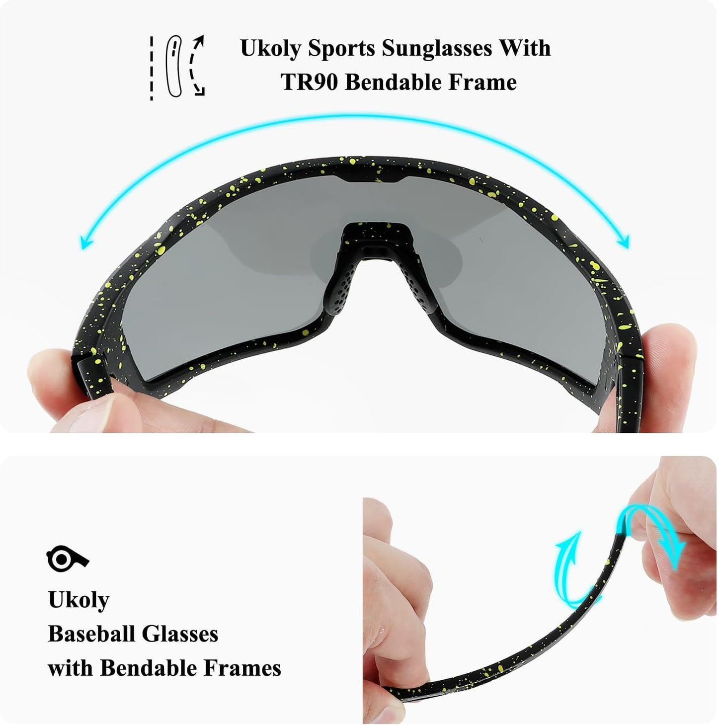 Ukoly Cycling Sunglasses - HD UV400 Sports Glasses for Men & Women | Ideal for Running, Baseball, Fishing & Golf
