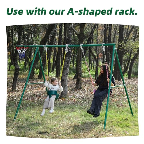 High Back Full Bucket Toddler Swing Seat with Coated Chains - Green