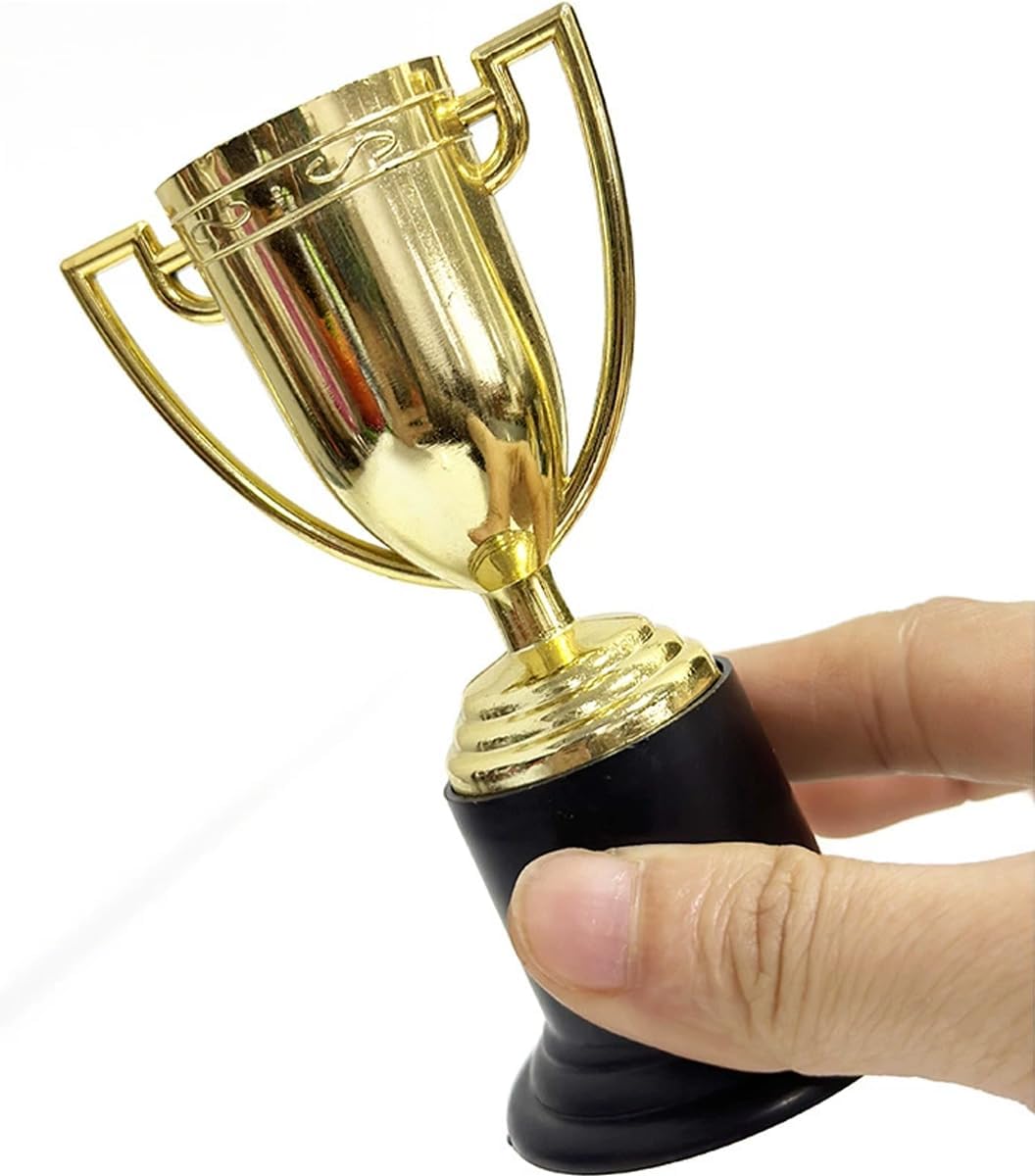 Mini Gold Award Trophy Cups - 4 PCS 3.74 Inch Plastic Trophies for Graduation & Sports Events