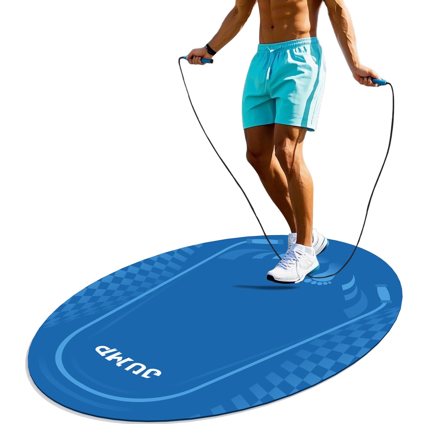 Jump Rope Mat Outdoor Indoor, Oval 52'' x 36'' Non-slip Fitness Exercise Mat, 5mm Shock Absorption Extra Thick Design, Suitable for Home Gym Floor, Concrete Jump Roping