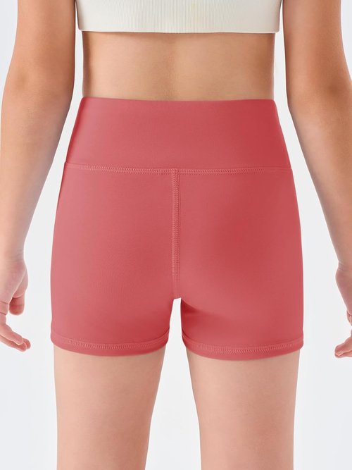Haloumoning Girls Athletic Shorts - High Waisted Yoga & Dance Biker Shorts | Comfy for Ages 5-14Y