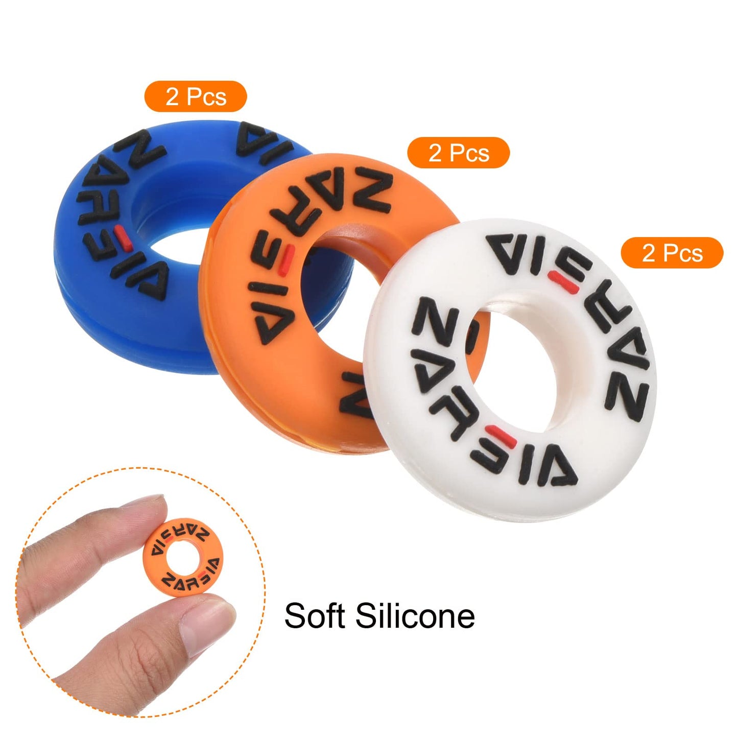 PATIKIL Tennis Vibration Dampener, 6 Pack Round-Shaped Silicone Shock Absorber Racket String Damping for Tennis Racquet, Blue, White, Orange