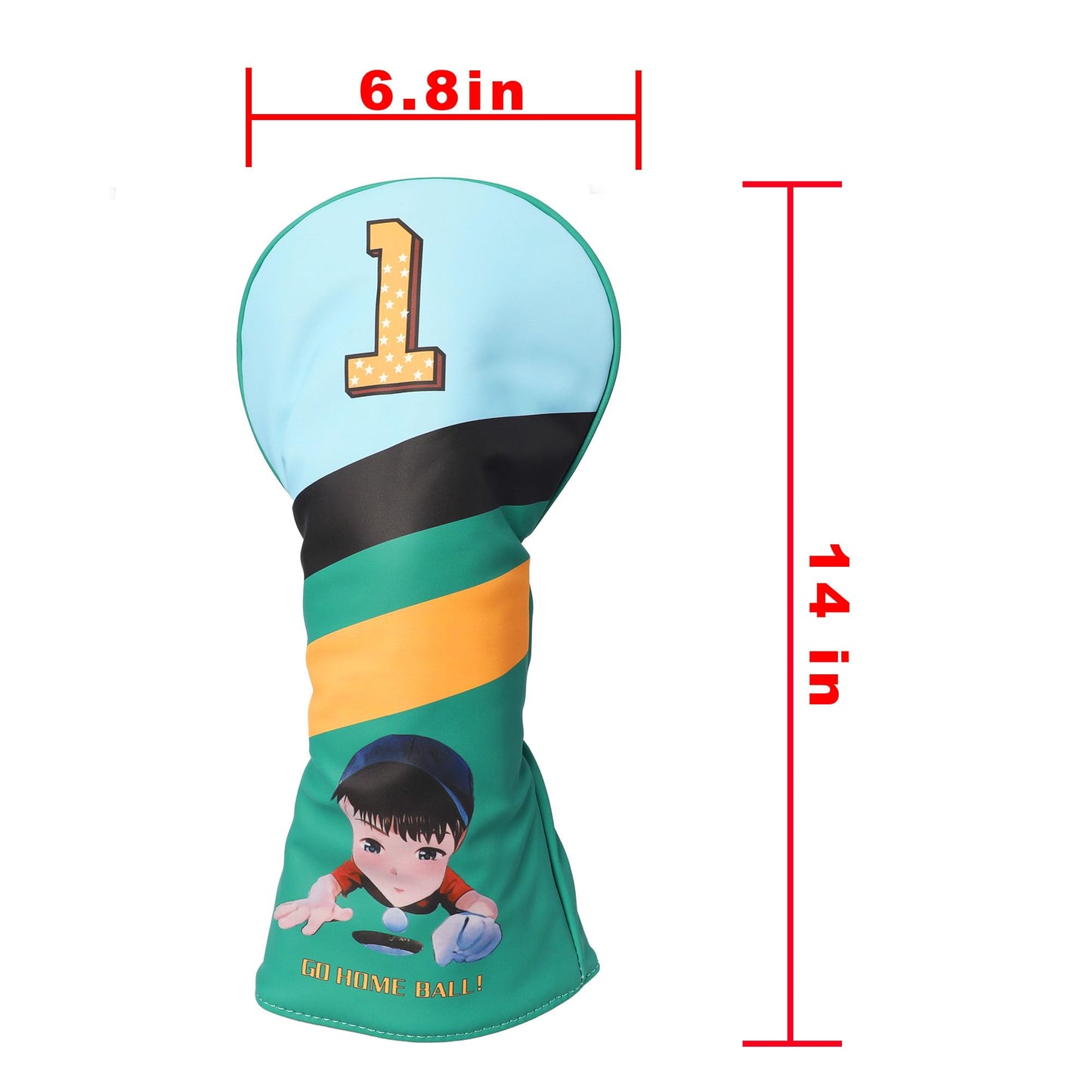 Golf Club Head Cover, Leather Golf Driver Head Covers 460CC with Replaceable Embroidery Badges (Go Home, Ball)