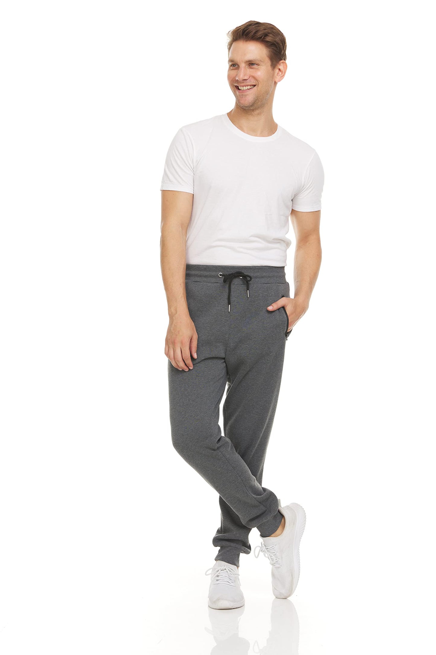 PURE CHAMP Mens Sweatpants 3 Pack Fleece Active Athletic Workout Jogger Sweatpants for Men with Zipper Pocket Size S-3XL (Large, Set 1)