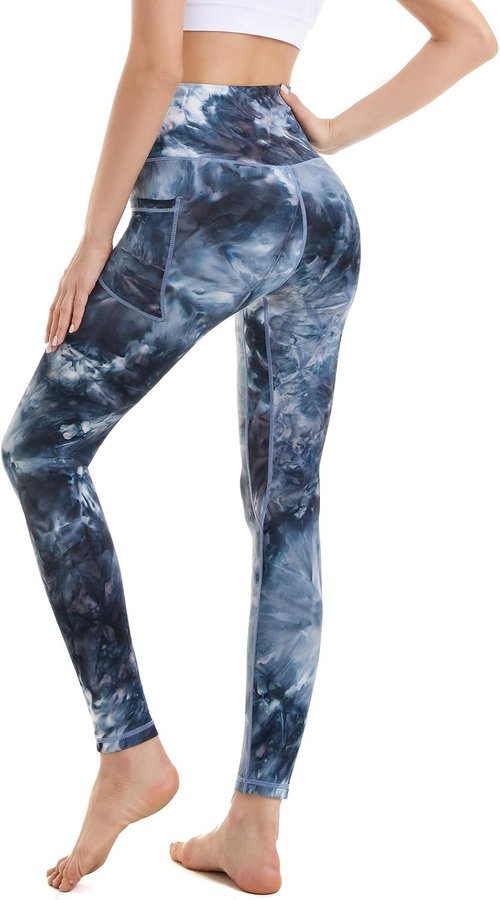 Devirld Women's High-Waisted Yoga Leggings - Tummy Control with Pockets for Gym Workouts