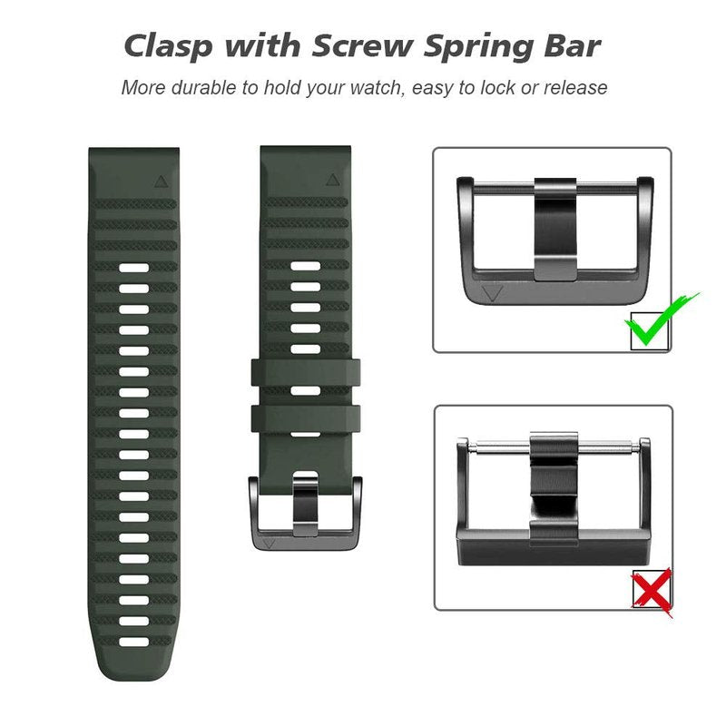 NotoCity Compatible Fenix Watch Bands - 26MM, For Fenix 6X/Pro, 5X/Plus, 3, HR, Tactix, Descent MK1/D2 Delta PX/Charlie (Red/Slate/Army Green)
