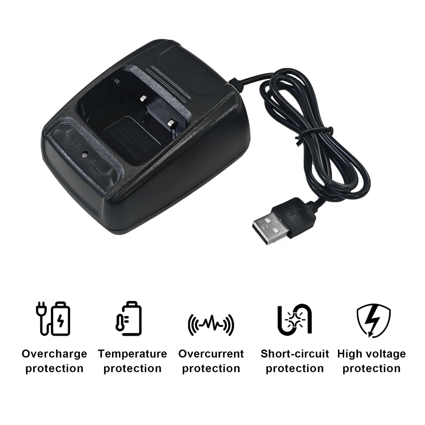 BAOFENG 2 Pack BF-888S Charger USB Plug Adapter Replacemeny for BF-777S Walkie Talkie for Adult Two Way Radio Charger Dock with Indicator Accessories, Black